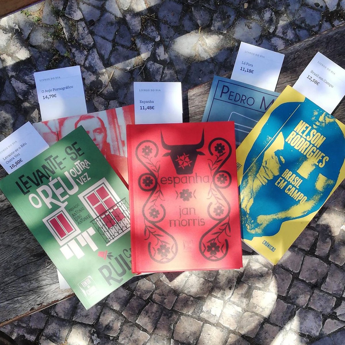 Livros do dia para hoje, 31 de Maio, na <a href="/FLivroLisboa/">Feira do Livro de Lisboa</a>:

«O Anjo Pornográfico», Ruy Castro (€14.79)
«Brasil em Campo», Nelson Rodrigues (€12.58)
«Espanha», Jan Morris (€11.48)
«Lá Fora», Pedro Mexia (€11.18)
«Levante-se o Réu Outra Vez», Rui Cardoso Martins (€10.80)