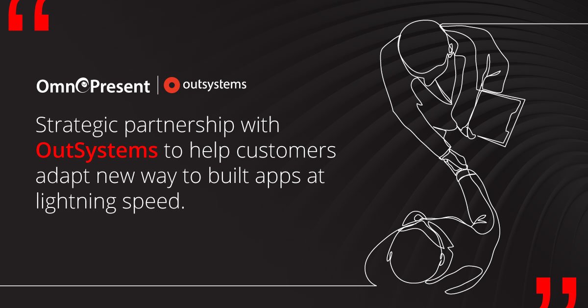 OmnePresent's tweet image. OmnePresent’s partnership with #OutSystems will help clients with fast, integrated, secure, scalable apps with intuitive #UI #UX and deep and meaningful metrics that matter. #Lowcode #RapidApplicationDevelopment #mobileappsdevelopment Read more: omnepresent.com/strategic-outs…