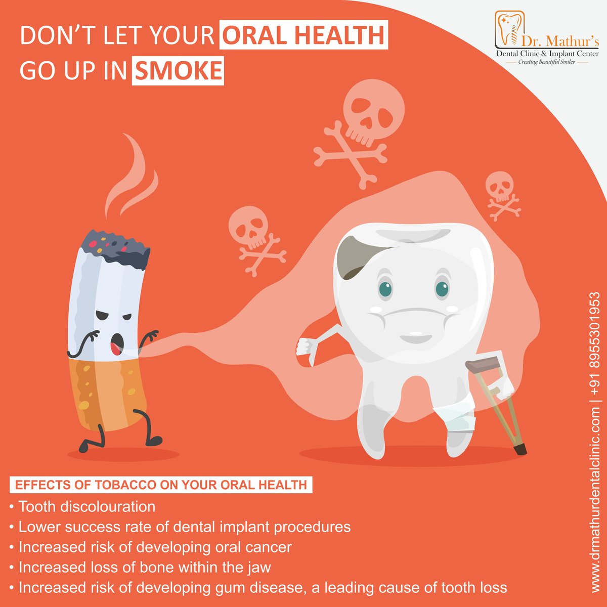 MathurClinic's tweet photo. Your oral health is directly or indirectly responsible to your overall health &amp; lot of diseases are linked to poor oral health. From This #WorldNoTobaccoDay,Avoid Tobacco and maintain good dental health!
For more details, Ask our expert 8955301953
#NoTobacco #Jaipur #DentalHealth https://t.co/lQnR6UkIUn