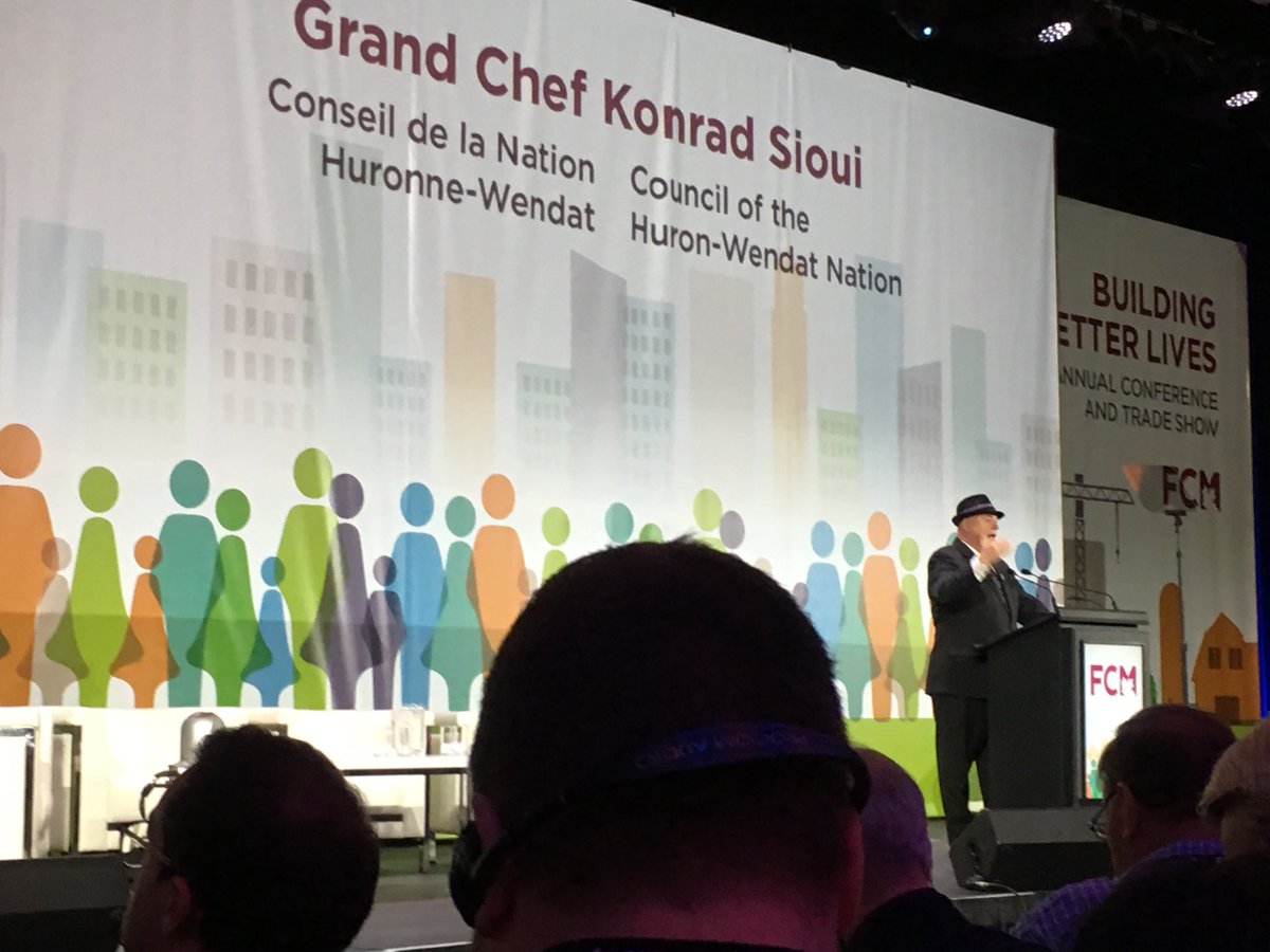 margjohnst's tweet photo. Listening to the Grand Chief Konrad Sioui Council of the Huron-Wendat Nation #FCM2019 Our First Nations need security, progress, health, equality &amp; ability to look farther into the future. https://t.co/XqIulFpITi