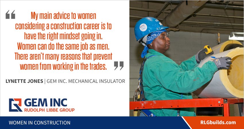 rlgbuilds's tweet photo. "Tools for Success: Women in the Trades"
#GEMInc Mechanical Insulator Lynette Jones is an advocate for recruiting more women to construction careers. She is now active on Local 45's apprenticeship committee.
Read Lynette's #WomenInConstruction story: https://t.co/GyUzwiyfoB https://t.co/vjBRH4ZGfM