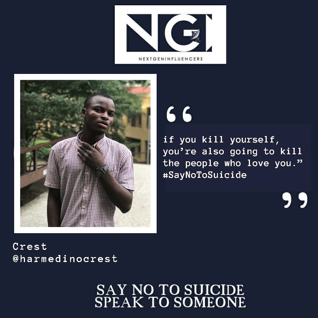 Techsavehub's tweet photo. @officialAyo_ayo @Harmedinocrest  #saynotosuicide ❣️ #nextgeninfluencer ❣️ https://t.co/7dYV0IHuH2