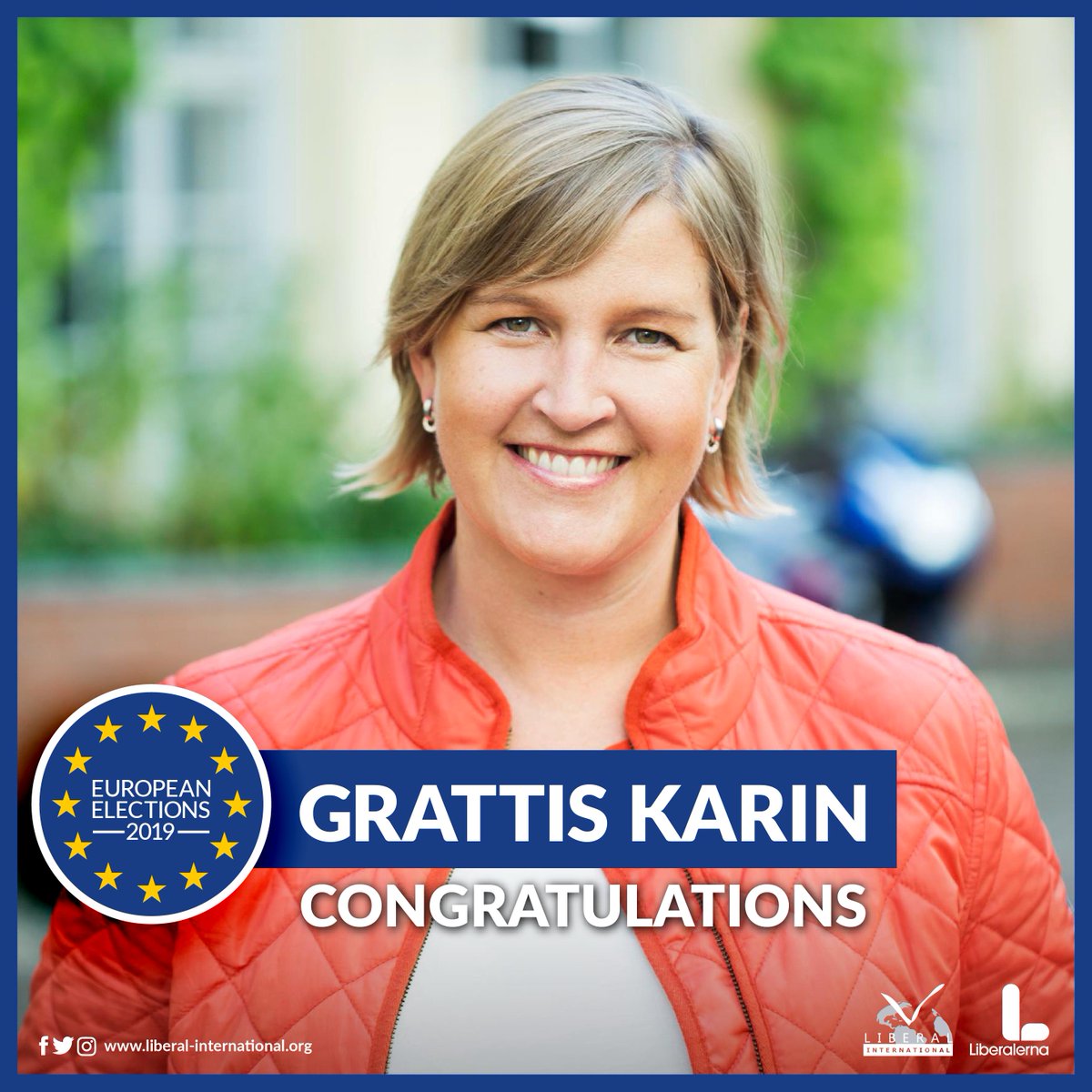 liberalinternat's tweet photo. Grattis Karin!
 
@KarinKarlsbro - our climate justice committee member from @Liberalerna in #Sweden - was today confirmed as a newly elected Member of the European Parliament.

🎉 Congratulations to the #liberal team, #Liberalerna, in #Sweden 🇸🇪
#euval2019 https://t.co/F4YGzGjrCR