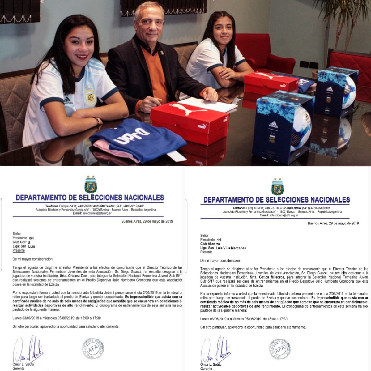 UPrO20's tweet photo. Este domingo comienza el sueño de Mily Gatica y Zoe Chavez, las dos jugadoras sanluiseñas elegidas para la prueba de la Selección Nacional Argentina de Fútbol Femenino en el predio de Ezeiza.
A disfrutar de esta enorme experiencia!! La UPrO está con ustedes! https://t.co/0RLLQkzrls
