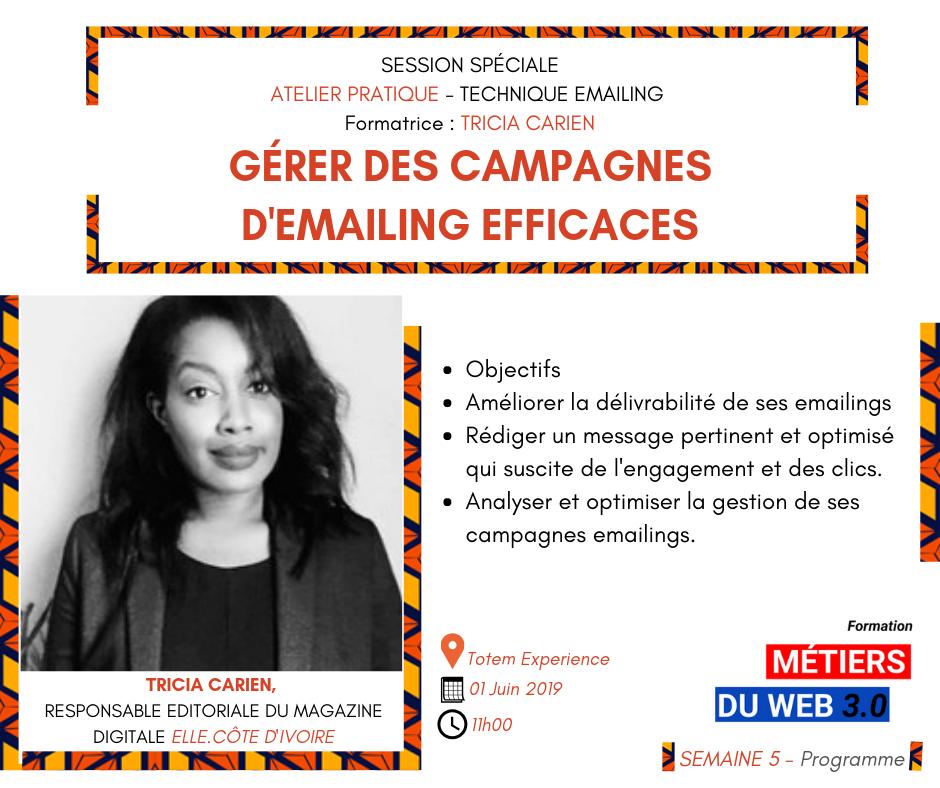 SESSION SPÉCIALE - ATELIER PRATIQUE - TECHNIQUE EMAILING avec <a href="/Tricia_crn/">TRICIA</a>  sur COMMENT GÉRER DES CAMPAGNES D'EMAILING EFFICACES ?
+ BIOGRAPHIE DE NOTRE FORMATRICE  sur bit.ly/2wtdP0J
<a href="/Tricia_crn/">TRICIA</a> évolue depuis 5 ans dans le secteur du #digital. #FormationMetiersDuWeb #CM