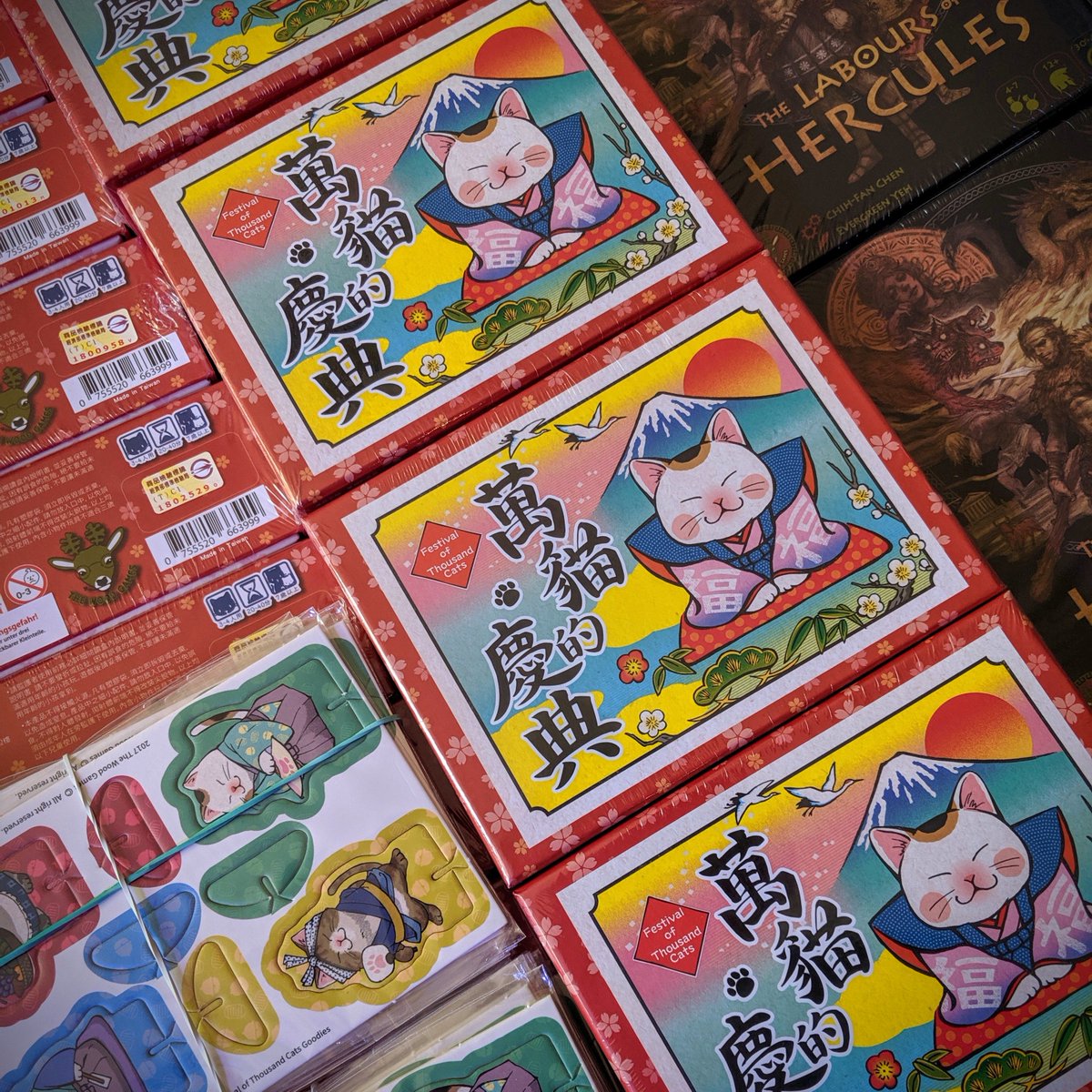 _QualityBeast's tweet photo. We also have copies of @dasholzspiele's other two titles, #FestivalOfThousandCats and #LaboursOfHercules. If you missed those in the past come by booth 1-282 to grab a copy! https://t.co/yOLKeTATiM