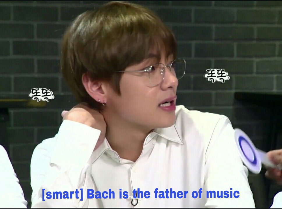 He is extremely passionate about music and his great in depth knowledge about it is something admirableMC: Beethoven composed Cantata?Taehyung: RM: Who is it?Taehyung: Bach is the father of MusicAn intellectual  #BTSV  @BTS_twt  #V  #Taehyung