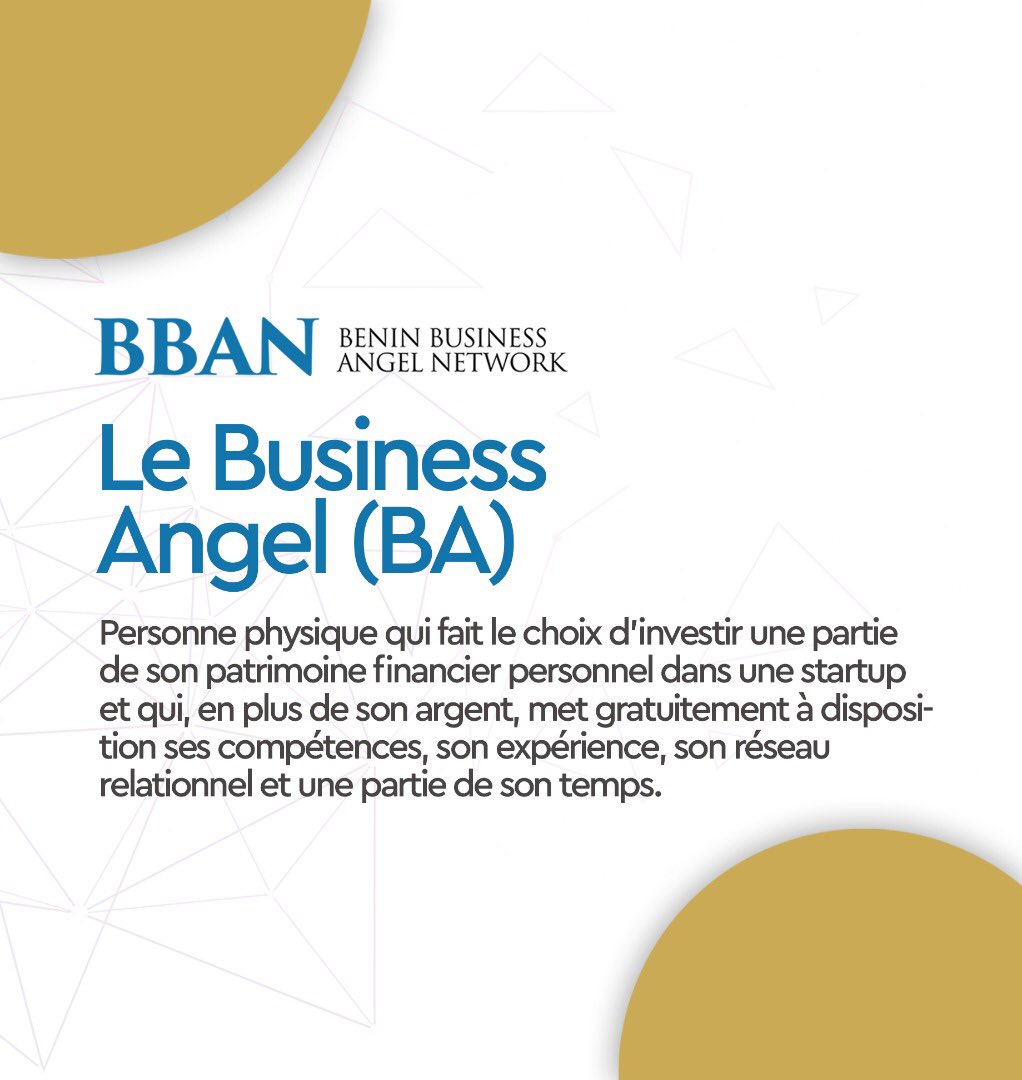 #BusinessAngel = Argent 💰 + Expériences 💭 + Mentorat 👣 + Réseau relationnel ☎️ + Expertise🎖+ Temps ⌛️pour 🚀 votre #Startup!  

Si vous n’avez pas encore répondu à notre appel à candidatures, c’est le moment 👉🏾 bit.ly/BeninAngels  💸💸

Deadline: 2 juin 2019 | 23h59