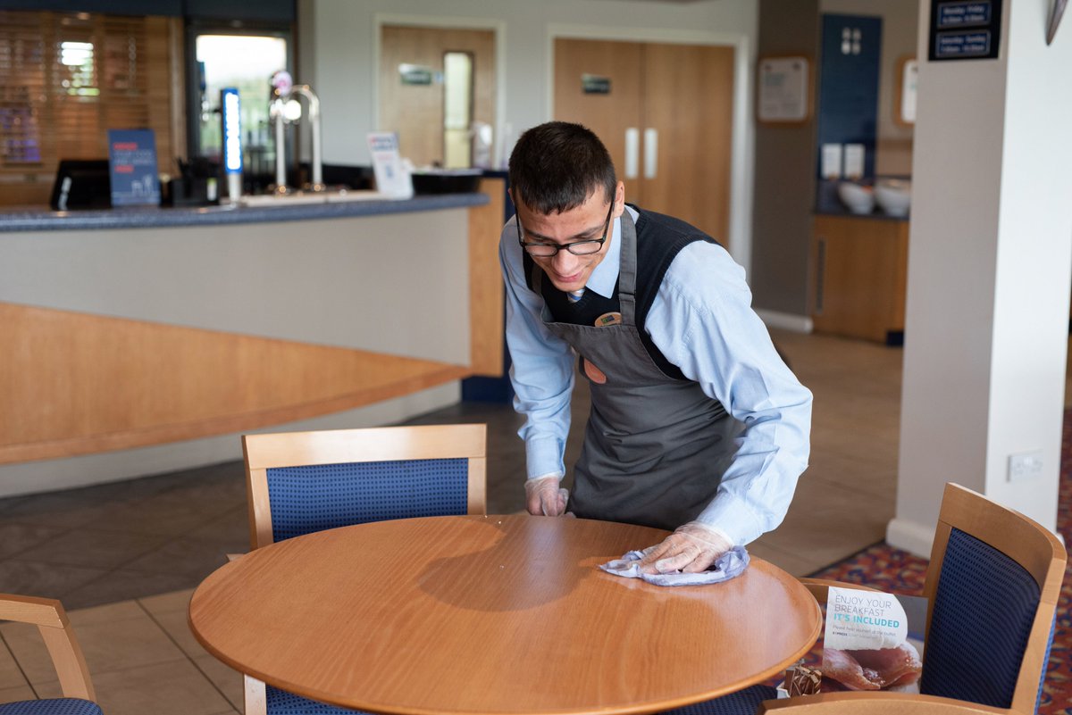 WorkYorkshire's tweet photo. Had a fantastic morning supporting Harris down at the @IHG Holiday Inn Express in #Bradford where he is undertaking his Supported Internship work experience placement working on the breakfast shift. Thank you to the team for all of your support.
#workexperience #LDWork https://t.co/Jz3HVDzCDB