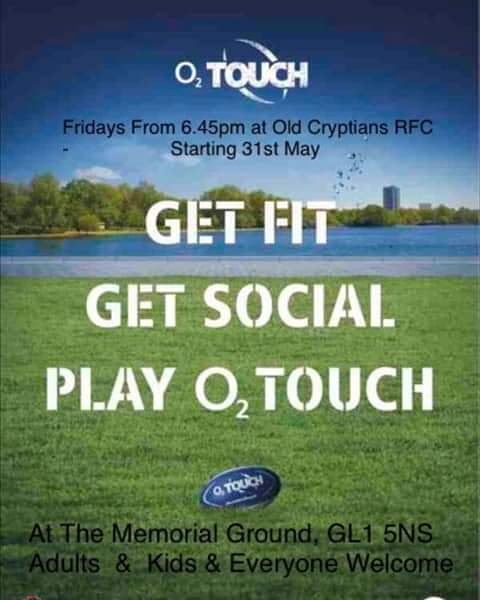 Hucclecote Ladies are looking forward to a run about with 02 touch tonight! Old Cryptians RFC. 6.45pm! All welcome 💛🖤 #touchrugby #fitness #Gloucesterrugby