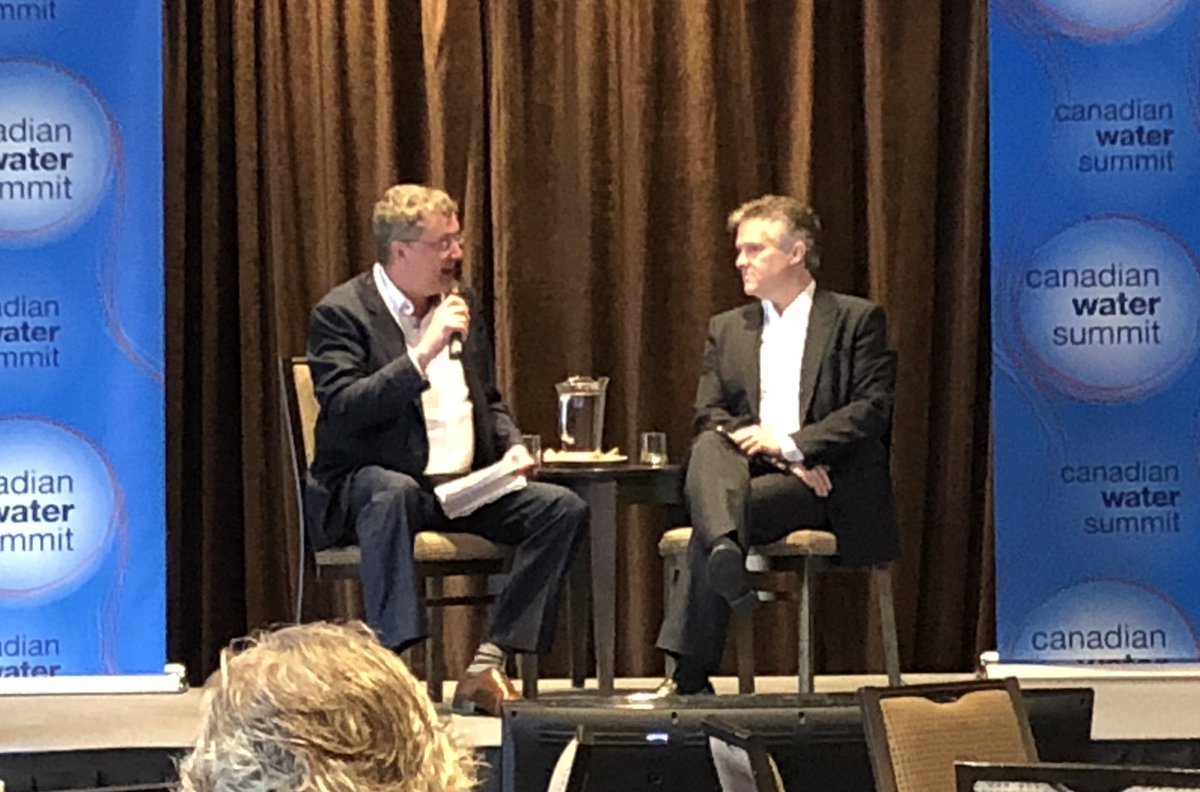 EricMeliton's tweet photo. Fireside chat about @ONenvironment priorities for the #water sector between @PollutionProbe’s @HIP_1 and @RodPhillips01 at Day 2 of @CdnWaterSummit. #WaterSummit19 #CdnWaterSummit #CWS2019 https://t.co/10qmiexpAr