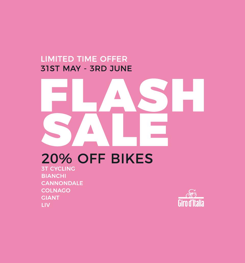 Celebrating the conclusion of this year's Giro d'Italia, we are offering 20% OFF complete bikes this weekend : Simply order your machine online using the coupon code GIRO20. If you're coming into store, then show a copy of this image or quote GIRO20! Exclusions apply