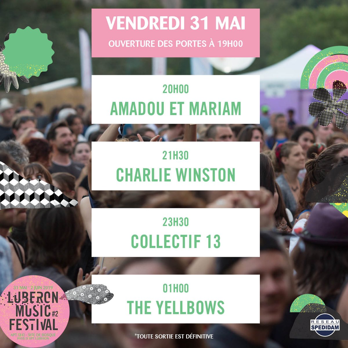 luberonmusic's tweet photo. JOUR J 🎉 Plus que quelques heures avant l’ouverture des portes de la première journée du #luberonmusic2019 ! @amadouetmariam, @collectif13, @Charlie_Winston et #theyellbows débuteront les festivités pour cette deuxième édition ensoleillée ! 🌞 https://t.co/XNHjA0emjz
