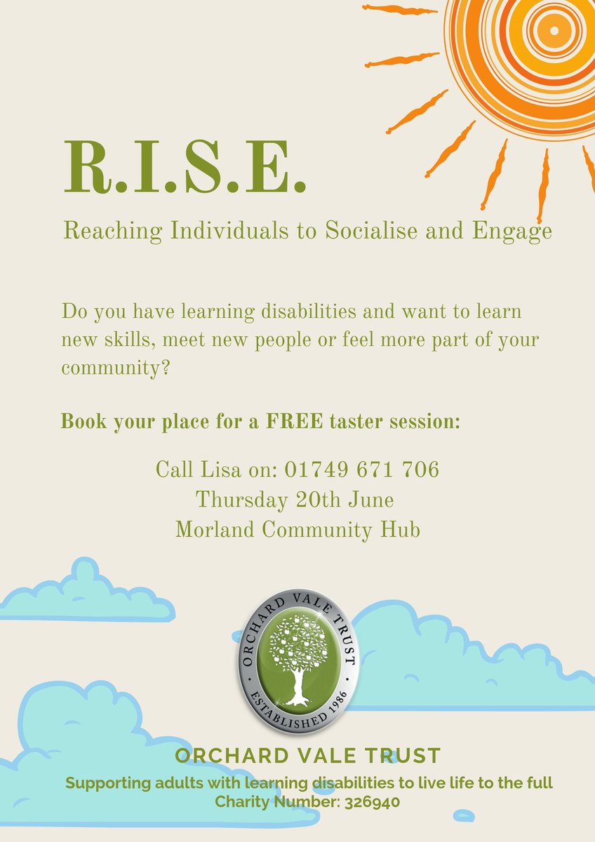 Join us for our Launch of RISE! Adults with learning disabilities are welcomed to try out brand new activities in Highbridge - Book your place now! #LD #activities #highbridge