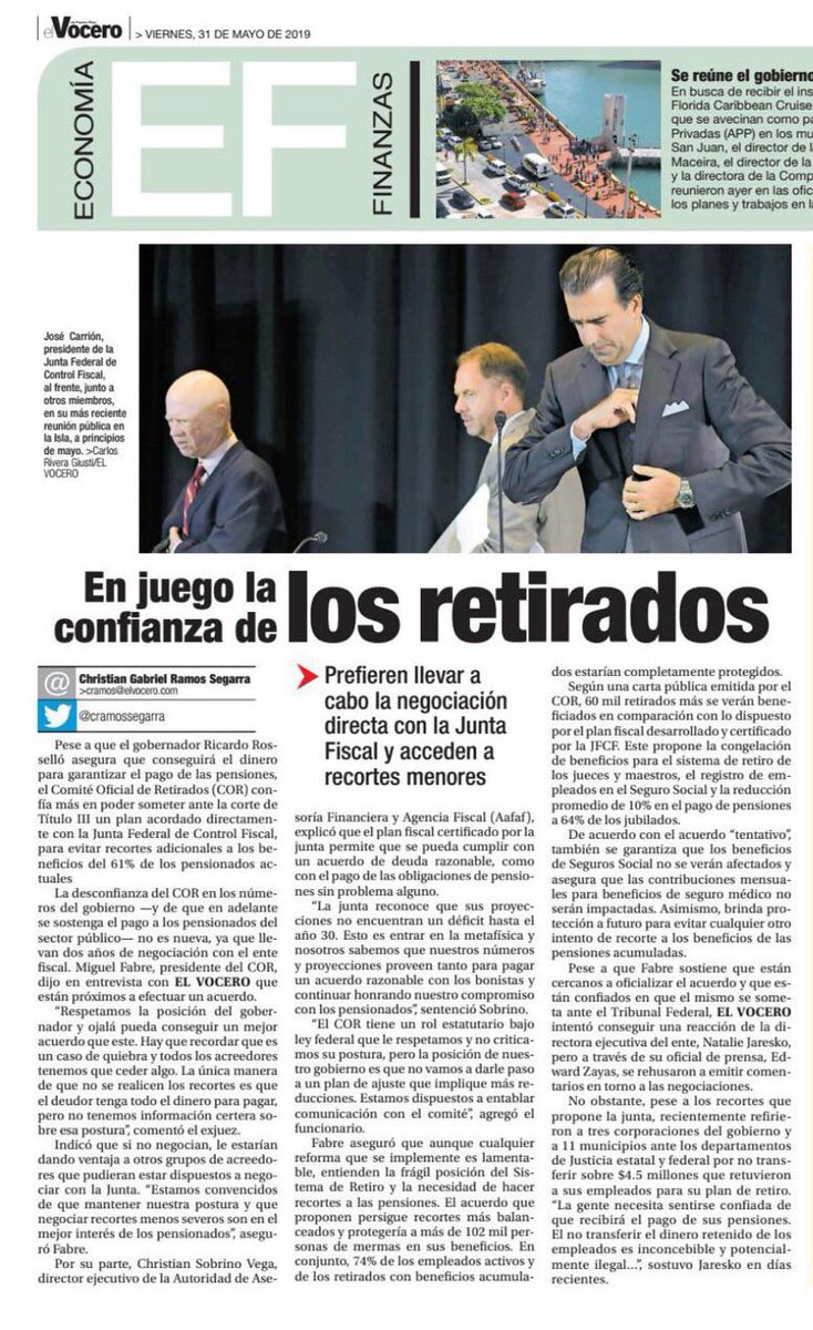ricardorossello's tweet photo. Aquellos grupos que en supuesta representación de los jubilados estén negociando recortes a las pensiones con la Junta, estarán representando a cualquier interés, menos el de los pensionados.
El momento es de unidad en defensa de los retirados. Ya no aguantan un golpe más. https://t.co/iUrkkti0Zq