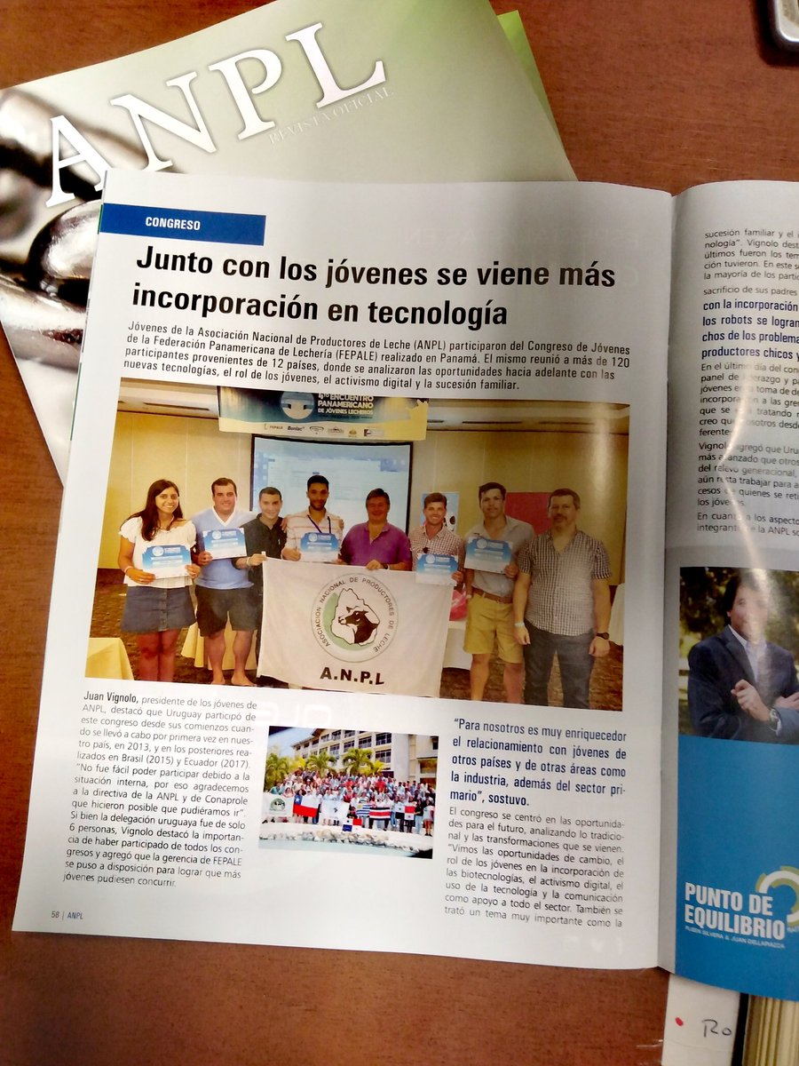 fomentocolsuiza's tweet photo. Orgullo de nuestros jóvenes
Los jóvenes representantes de Fomento Colonia Suiza que participaron del Congreso de Jóvenes en Panamá presentes en prestigiosa publicación de la ANPL HAY FUTURO
@antonellahugo @GonzalvezDe @NATYURUGUAYA @agro_rm @CAFUruguay @VSanMartin17 @federia23 https://t.co/5uYb9Z5P11
