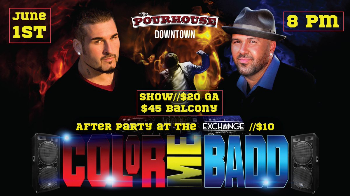 We're a little more than 24 hours away from @RealColorMeBadd from taking the Pourhouse downtown stage! Get your tickets now! Also, come early because MN's American Idol @ericpaulgordon will be taking the stage at 7:30!