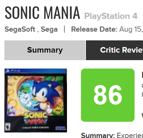 Sonic Mania Plus - Metacritic