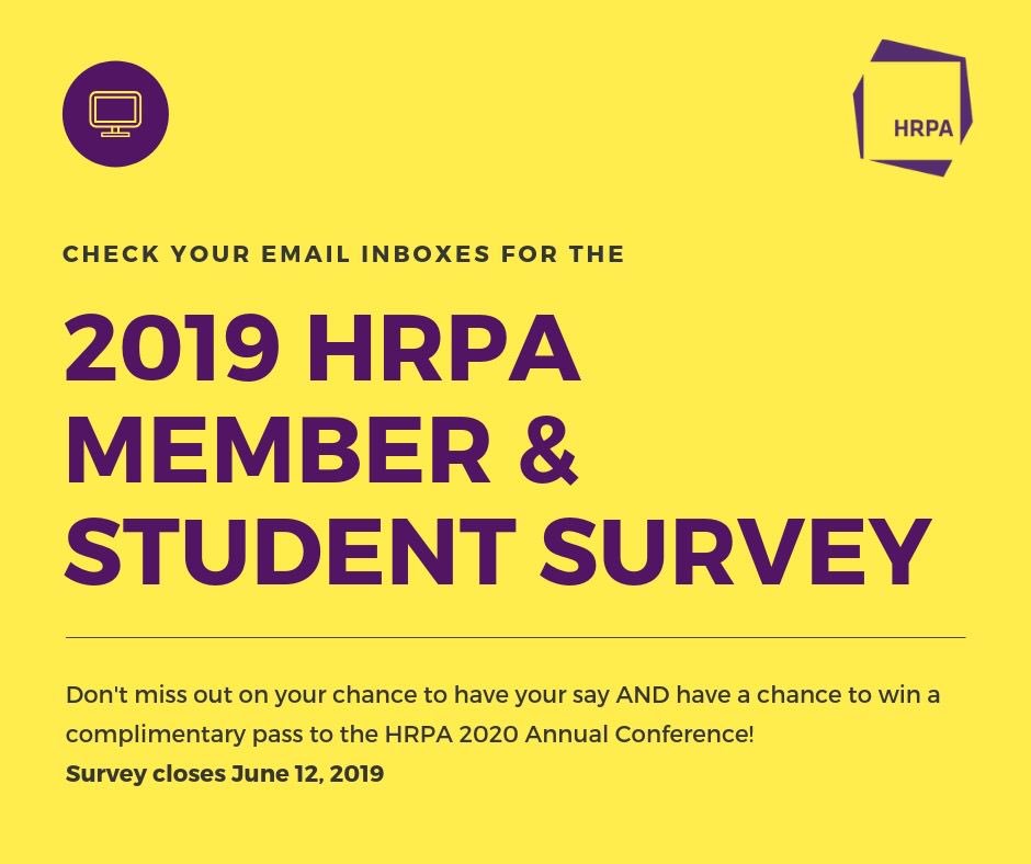 HRPA_LD's tweet image. Attention HRPA members! It’s survey time. Your participation could win you a complimentary pass to the HRPA 2020 Annual Conference. Check your email inboxes, survey closes June 12!  #membersurvey #hrpa
