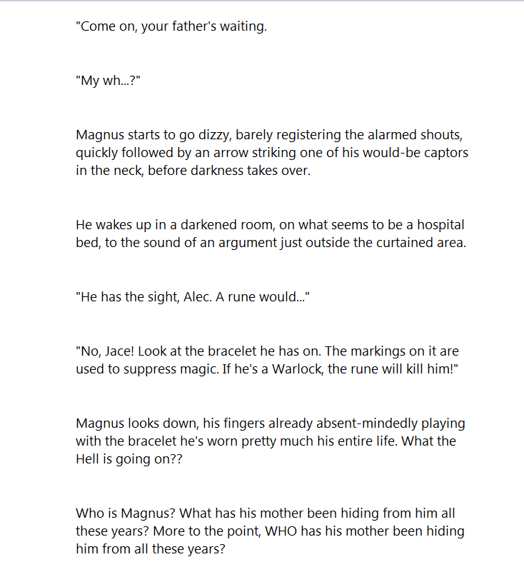 TheRainbowSatan's tweet photo. #Malec fic prompt for anyone who feels like grabbing and running with it.

Might turn this into a bit of a thread. #SaveShadowhunters https://t.co/gYCPVefweD