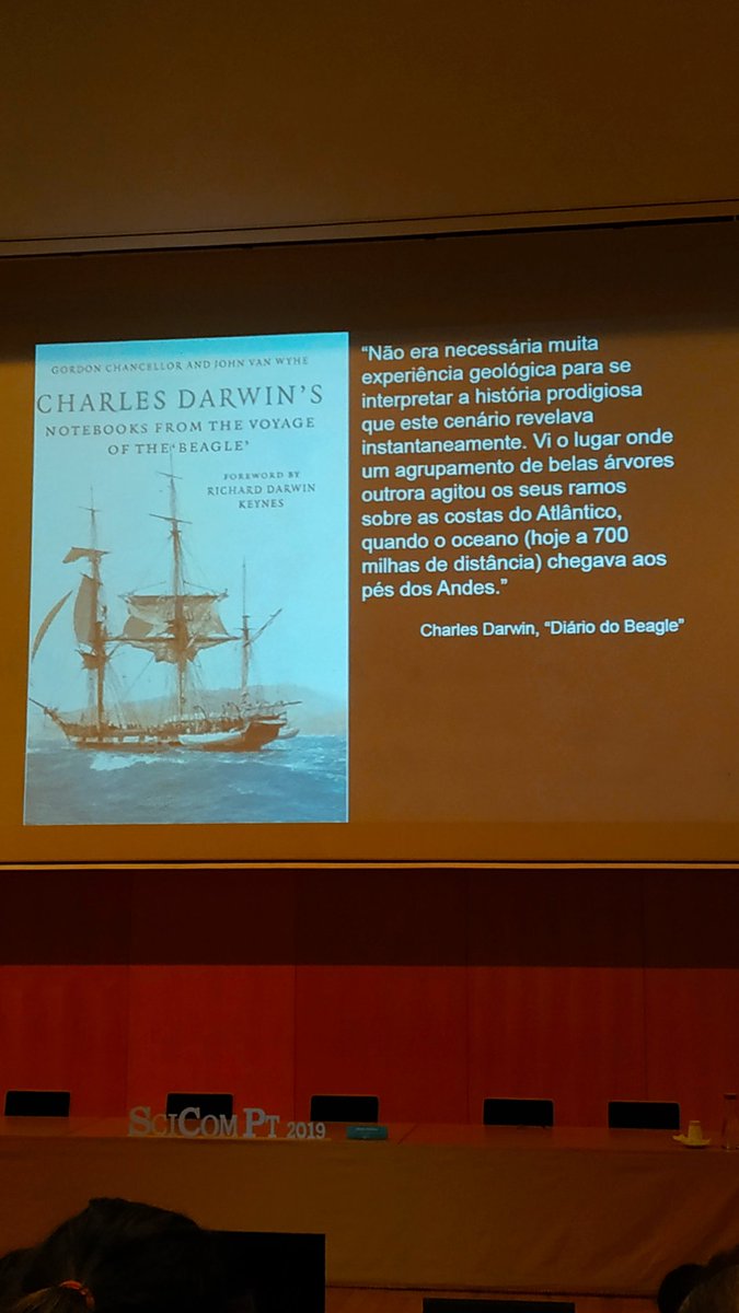 '#Darwin was a good #sciencecommunicator. This text doesn't lack #scientificrigour, but is still talking to me [not a scientist]' - Maria Vlachou Director of @AcessoCultura #scicompt2019 @UnivAveiro #scicomm #inclusion @scicomPT