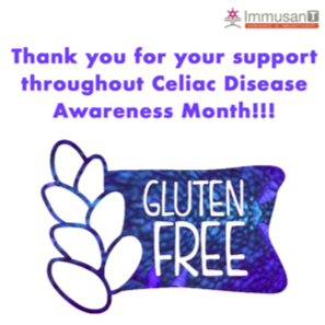 ImmusanT's tweet photo. Thank you so much for all of your support during #CeliacAwarenessMonth! We hope you continue to follow along with our efforts in raising awareness of #CeliacDisease throughout the year. #ImmusanTAgainstCeliac #CeliacAwareness https://t.co/E2ZsqwJKjf