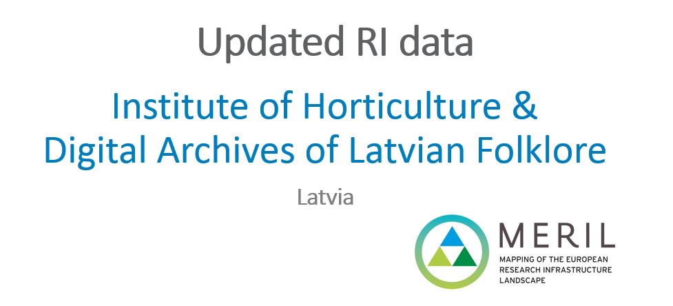 MERILdatabase's tweet photo. We are proud to welcome 2 new 🇱🇻 Latvian Research Infrastructures in @MERILdatabase: Institute of Horticulture & Digital Archives of Latvian Folklore Check out their profiles here: https://t.co/L82dhf5cR7 & https://t.co/eFS30XCbDl #MERIL2 #ResearchInfrastructures #H2020 #Latvia https://t.co/z2OmK5B8Ka