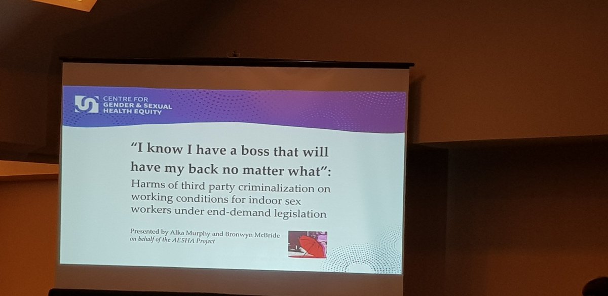 criminographer's tweet image. Alka Murby and Bronwyn Mcbride kick off the first #CRN6_DC2019 #lsa2019 session exploring the impact of end demand legislation on sex workers in Canada.