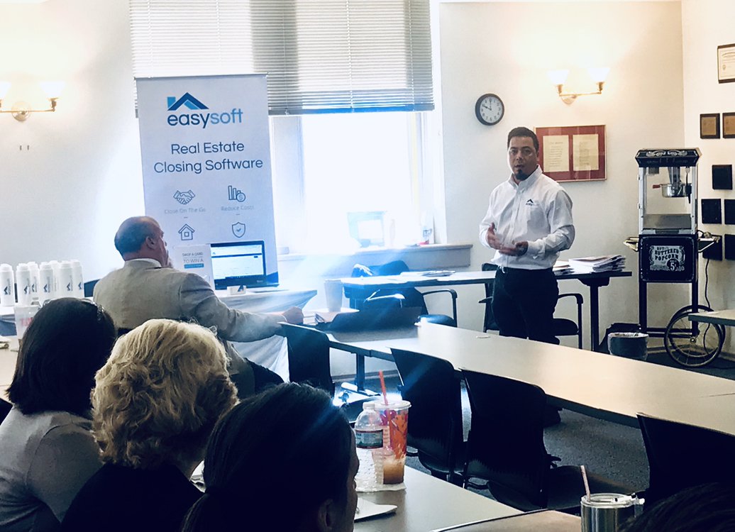 EasysoftLegal's tweet photo. EasySoft’s Brandon DeCarlo speaking to PA Real Estate Attorneys about the benefits of real estate closing software at the @LancasterBarPA Real Estate Summit. #realestateattorneys #lancasterbar #legaltech #PAattorneys #closefaster https://t.co/2JuSwrZ0TZ