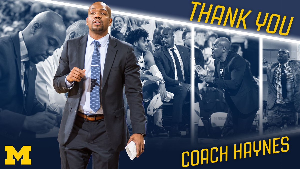 Michigan Men's Basketball (@umichbball) on Twitter photo From all of us at 〽️🏀, we want to salute <a href="/CoachYak/">Luke Yaklich</a> & <a href="/CoachDreHaynes/">DeAndre Haynes</a> ...
In ✌️ seasons ⤵️
✔️ 63-15 record
✔️ 13-3 postseason record
✔️ 2018 B1G Tournament 🏆
✔️✌️ straight Sweet 16s
✔️A Final Four & National Title Game
WISHING you BOTH nothing but success!
#GoBlue From all of us at 〽️🏀, we want to salute <a href="/CoachYak/">Luke Yaklich</a> & <a href="/CoachDreHaynes/">DeAndre Haynes</a> ...
In ✌️ seasons ⤵️
✔️ 63-15 record
✔️ 13-3 postseason record
✔️ 2018 B1G Tournament 🏆
✔️✌️ straight Sweet 16s
✔️A Final Four & National Title Game
WISHING you BOTH nothing but success!
#GoBlue