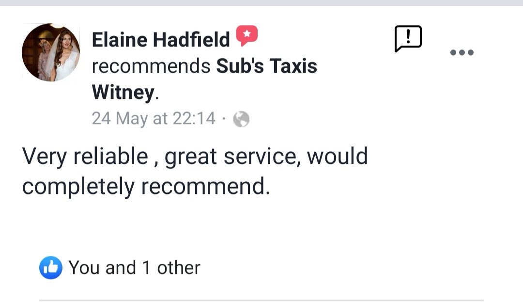 Check out some of our recent reviews. For your safe, reliable taxi in Witney and to or from any UK airports, give us a call on 07717 415008