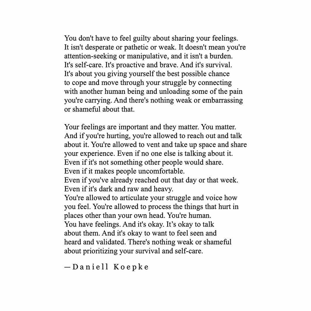It's okay to talk about your feelings.

bit.ly/2Wlkh9u