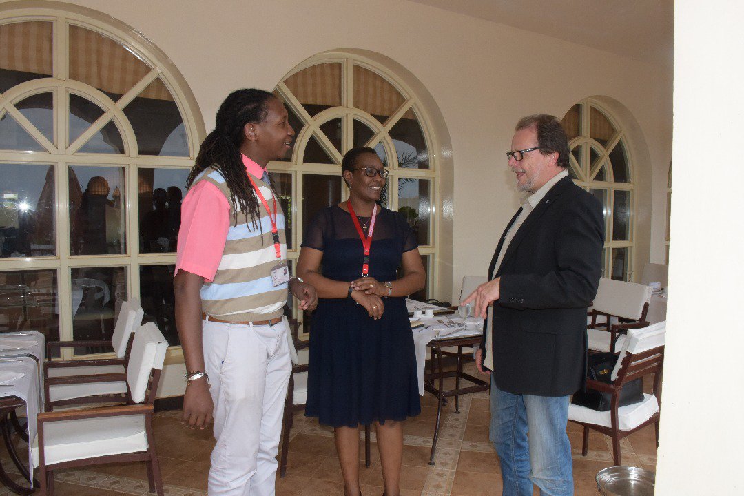 CordaidRCA's tweet photo. Great pleasure for @CordaidRCA to meet Hon. Frank HEINRICH, MP for the German Parliament in Bangui this afternoon. Discussed peacebuilding and restoration through our @Misereor funded project with @CordaidRCA prog staff Flora, Farida &amp; Jameson #CARcrisis https://t.co/qH7vGJk74y