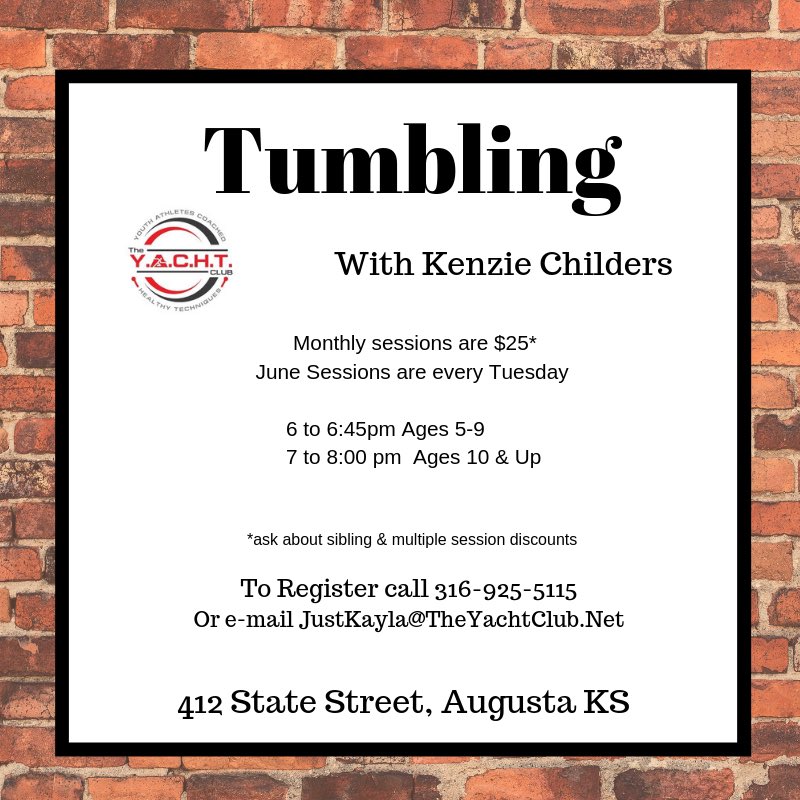 TheYACHTClub4's tweet photo. **NEW CLASS**

June Sessions start next week! Sign up now by calling 
316-925-5115 or email JustKayla@TheYachtClub.net https://t.co/sSo7a2jJWl