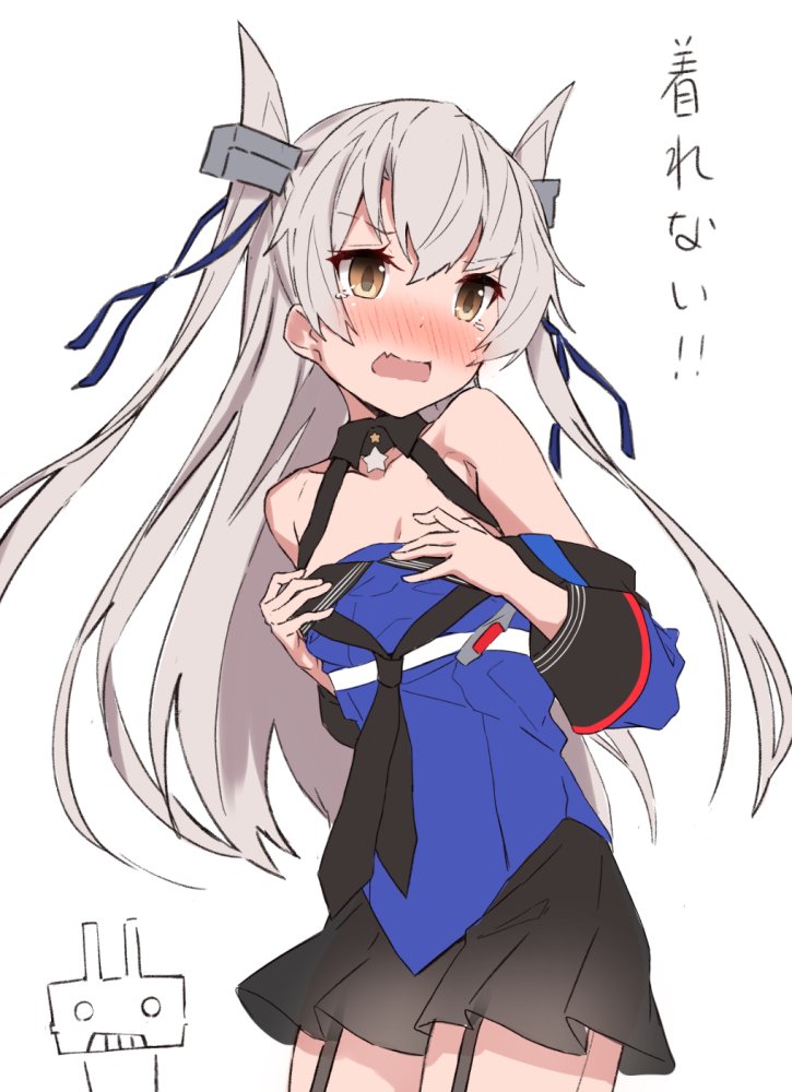 天津風(艦これ) ,ジョンストン(艦これ) ,連装砲くん 「らくがき。サイズが足りない天津風 」|小鳥遊啓のイラスト