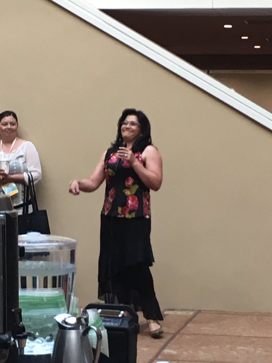 Maureenmtorrez's tweet photo. NM Secretary of Education , Karen Trujillo having coffee and donuts with NM teachers! #NMInspire2019 https://t.co/fxPtISjBvr