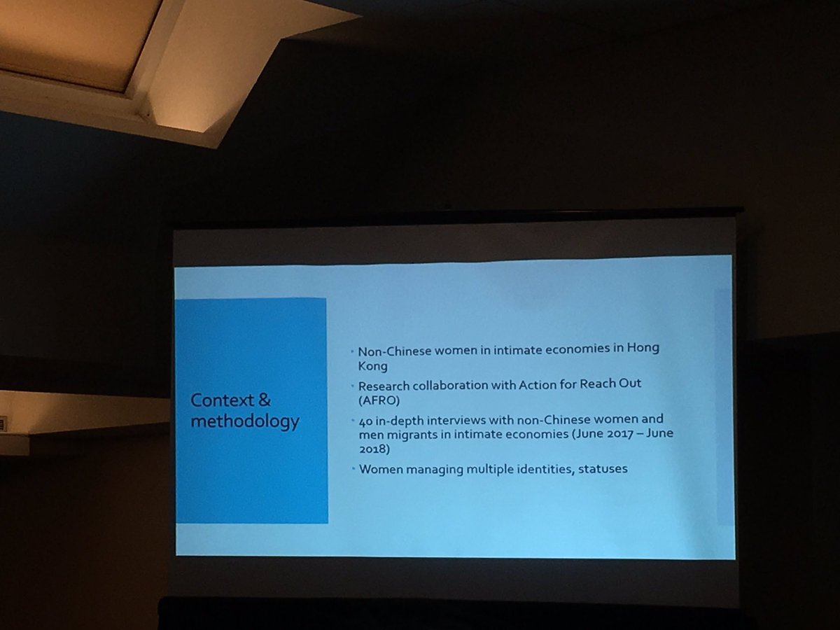 DrLynziA's tweet image. Now at #CRN6_DC2019 the brilliant Julie Ham presenting on experiences of non Chinese people working as sex workers in Hong Kong.Diverse experiences &amp;amp; pathways of precarious migrants.Exploring politics of respectability. Love Julie Ham’s research - such an excellent  scholar.
