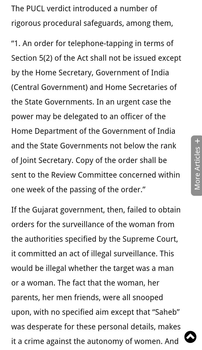 kavita_krishnan's tweet photo. India's Home Minister is now a man who, as Gujarat Home Min, used police machinery to criminally snoop on/stalk a woman, likely at the behest of the man who is India's PM & was then Gujarat CM. Here's why that surveillance was criminal - from a 2014 article of mine. https://t.co/PmnuDk2Vvb