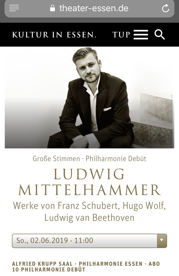 #LudwigMittelhammer und Jonathan Ware diesen Sonntag zu Gast in der Philharmonie Essen:
theater-essen.de/spielplan/ludw…