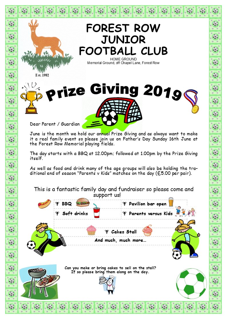 frjfc's tweet photo. Annual Prize Giving is next month - make sure you keep Sunday 16th June free - it is our one fundraiser of the year so please join us in celebrating the commitment &amp; efforts of your young footballer! https://t.co/GoqbUjsxYd