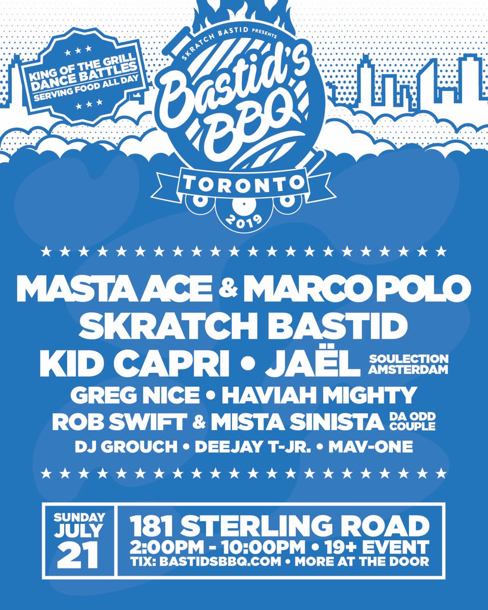 SkratchBastid's tweet photo. Toronto #BastidsBBQ lineup! The city is on 🔥 right now and we are pouring on the ⛽️ - Sun July 21 https://t.co/0yvHdGrqUl for tickets!! https://t.co/uFKOJdmZrb