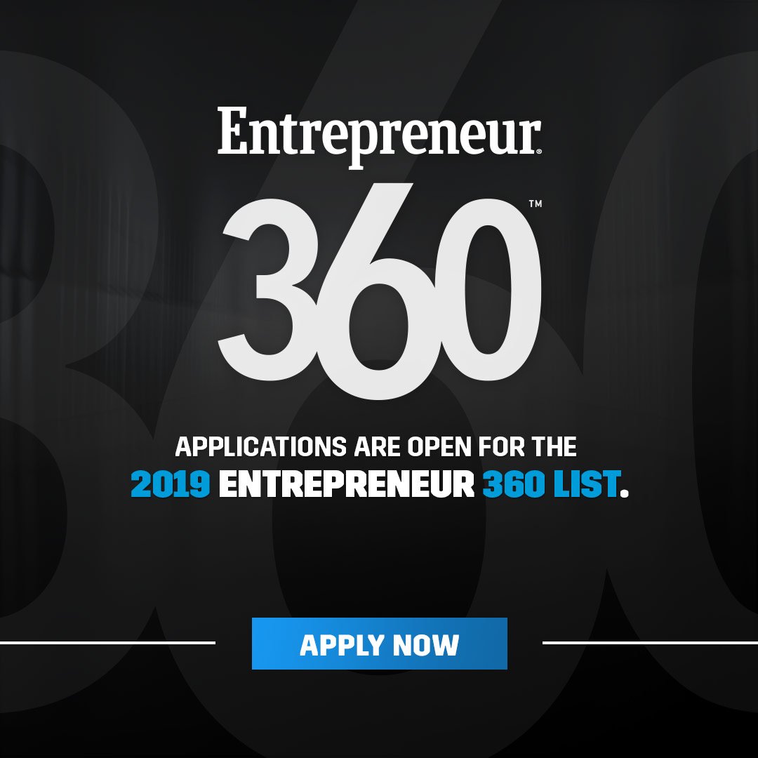 RT Entrepreneur: We're looking for the best privately-owned businesses in America and you, the entrepreneurs behind it all. Apply now for the 2019 Entrepreneur 360 List! bit.ly/2We1Mni  #Entrepreneur #startup #biztips