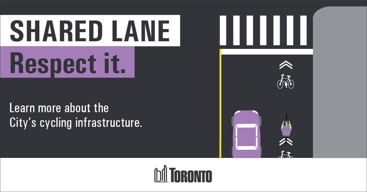 cityoftoronto's tweet photo. Bicycles and cars share the road. Cars should wait behind bicycles until it is safe to pass with at least one-metre clearance. Learn more: https://t.co/pwPOC45CJT
#VisionZero #VisionZeroTO #BikeMonth https://t.co/PGqCZrN94y