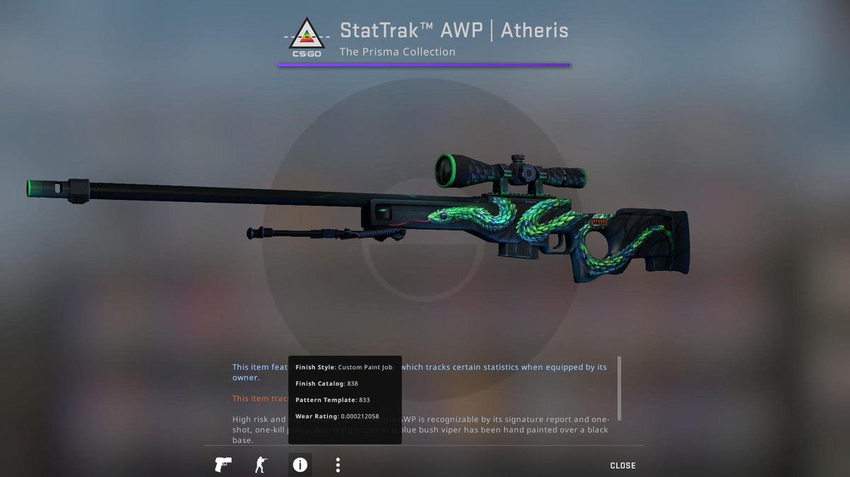 Steam Community :: Screenshot :: AWP  Atheris (Battle-Scarred) - Top #1 of  the BS. Float Value: 0.99994432926177978516