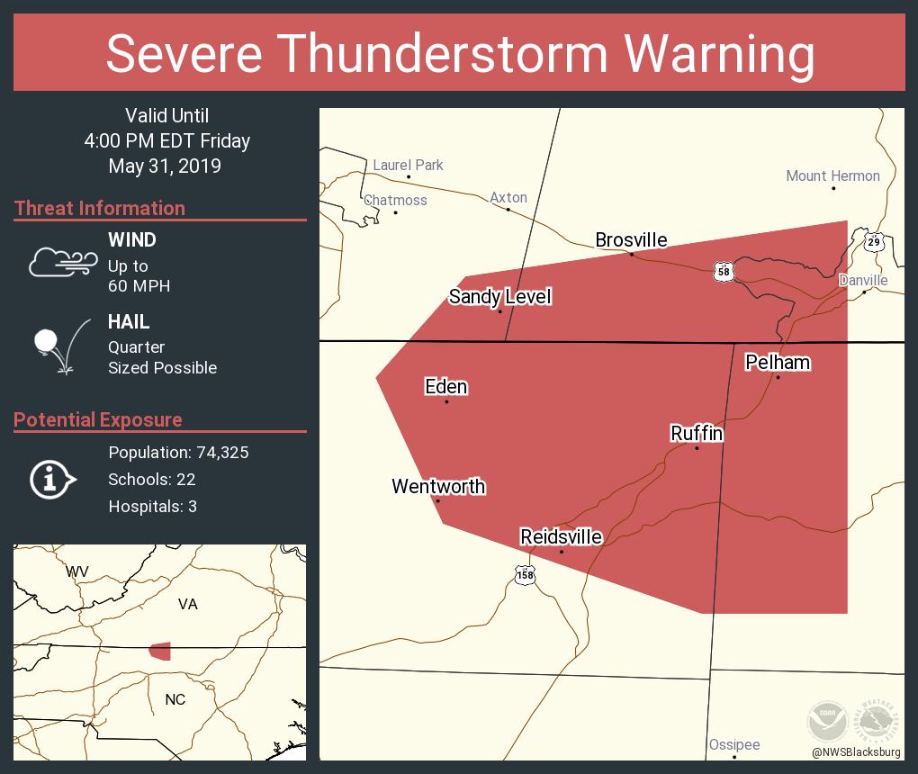 cweathernet's tweet photo. Severe Thunderstorm Warning continues for Eden NC, Reidsville NC, Wentworth NC until 4:00 PM EDT https://t.co/b2KwDH7QNz