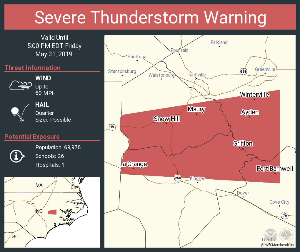 cweathernet's tweet photo. Severe Thunderstorm Warning including Winterville NC, Ayden NC, La Grange NC until 5:00 PM EDT https://t.co/miyQxeJywX