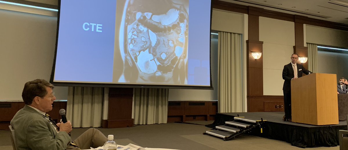 #IBD Master Radiologist Mark Baker “First #CrohnsDisease staging scan = CTE, thereafter always MRE (gives more info) unless an emergency / overnight then CTE” #IBDMasterClass @CleClinicMD #SoMe4Surgery #SoMe4IBD @SWexner @MRegueiroMD @IBD_FloMD @ConorDelaneyMD @IBDMD @juliomayol