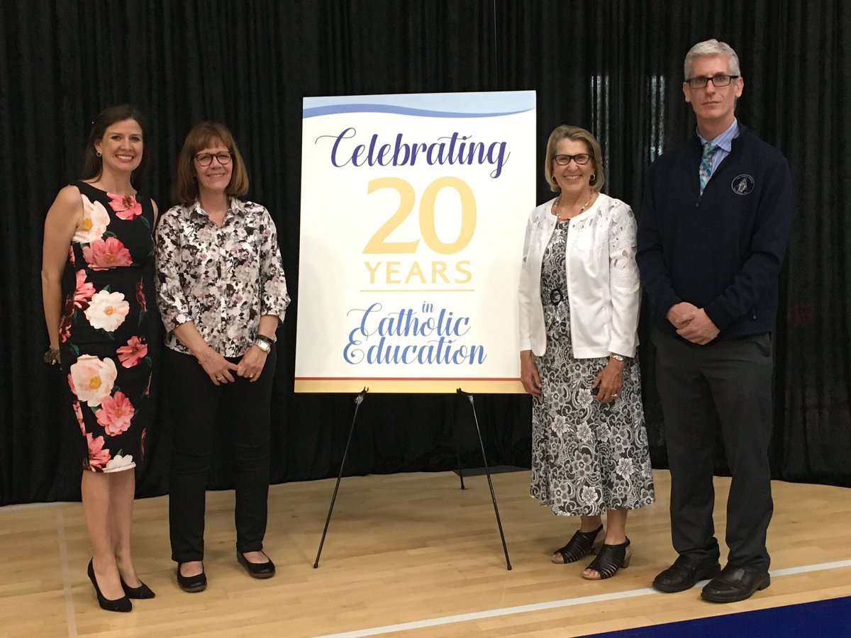 drexelsd's tweet photo. Congrats to our Principal Mrs. Egan and our Upper School Science+STEM Teacher/Curriculum Director Mrs. Helbling! They celebrate 20 years of service in Catholic education! 💙 https://t.co/oHztyjwoOj