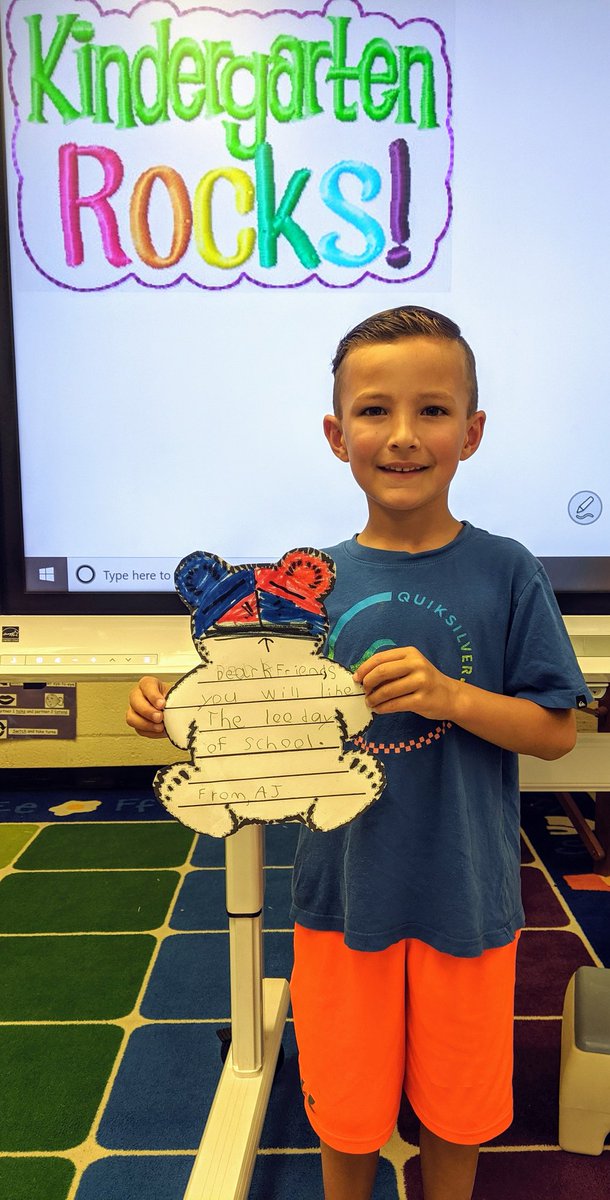 MissMcEleneyK's tweet photo. We celebrated K for Kindergarten Rocks today as part of our #ABCcountdown. Ss wrote letters to the incoming K kiddos to tell them why Kindergarten Rocks @WoodcrestES. #wesBetterTogether #WEareCHPS #reflectingonlearning https://t.co/egozAnrlL6