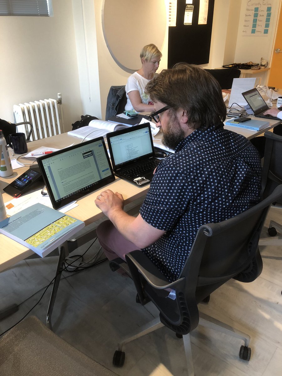 BrandonCarsonEd's tweet photo. Day one of the Business Fundamentals sprint at @eCampusOntario is going great! Faculty are collaborating and creating amazing ancillary resources! One team member even brought his own extra screen in (@greeneterry). Stay tuned over the weekend for updates.
#OER #OEP #OpenAtScale https://t.co/AmuCV7ApV2